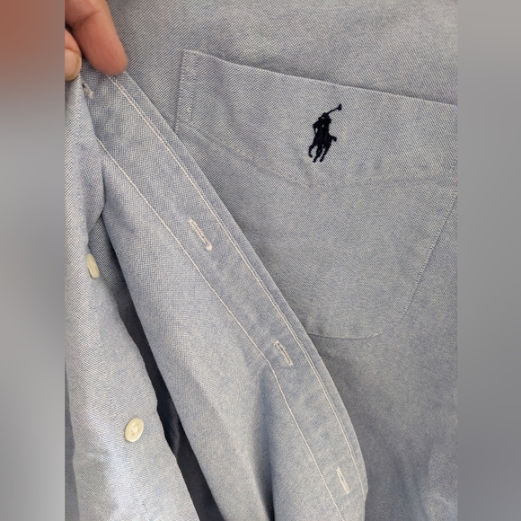 Ralph Lauren Short Sleeve Polo Logo Chambray Collared Shirt.High Quality Classic - Picture 3 of 8